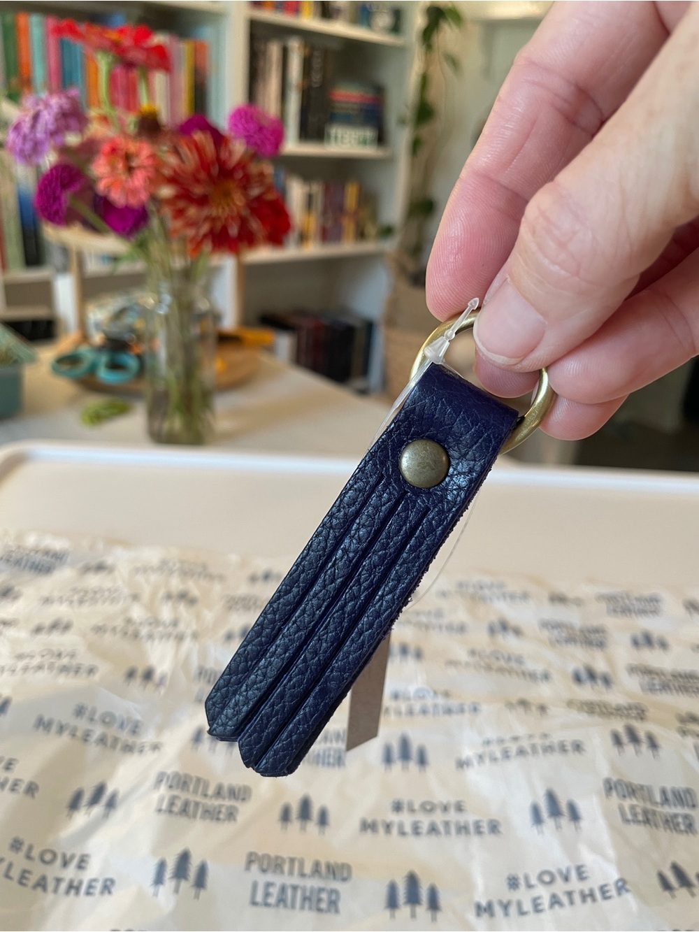 NEW* Portland Leather Navy Triple Tassel Keychain